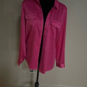 Hot pink Satin like long sleeve blouse
